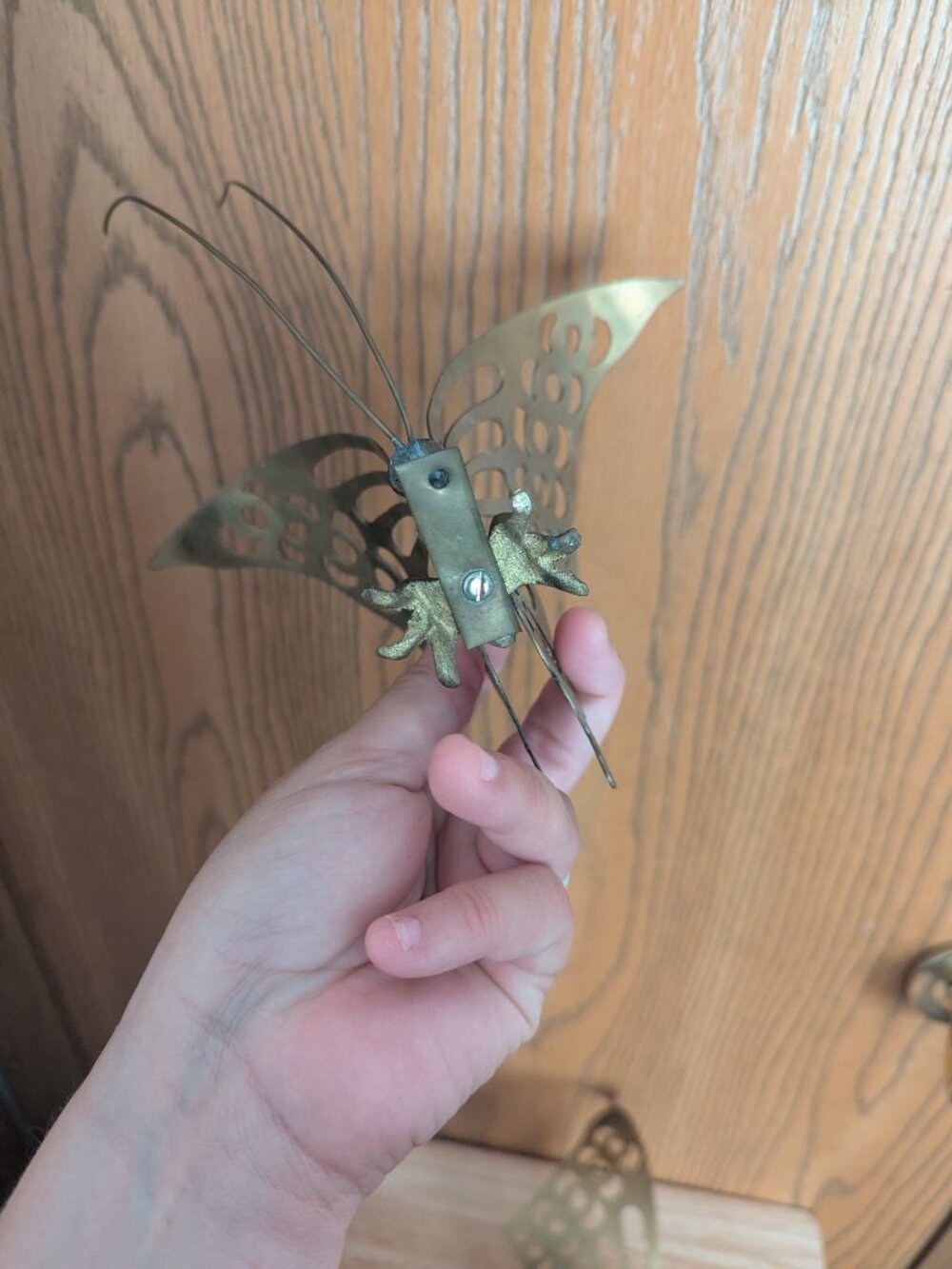 VTG Brass Butterfly Wall Decor or Table Art 3D Set of 3 MCM Metal - Picture 12 of 16